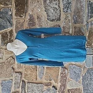 Tommy Bahama Knit Dress Midi Steel Wool Blue 1/4 Size Zipper Front S/P
